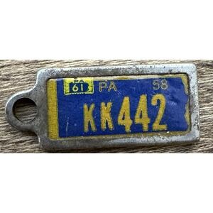 Vinrage Mini Veterns License Plate Keychain 1961